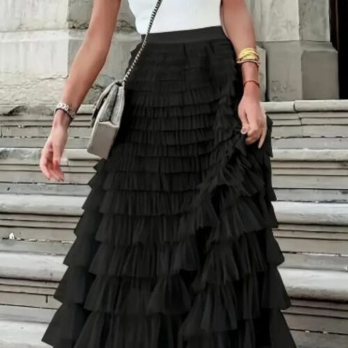 Fancy Tulle Ruffled Skirt