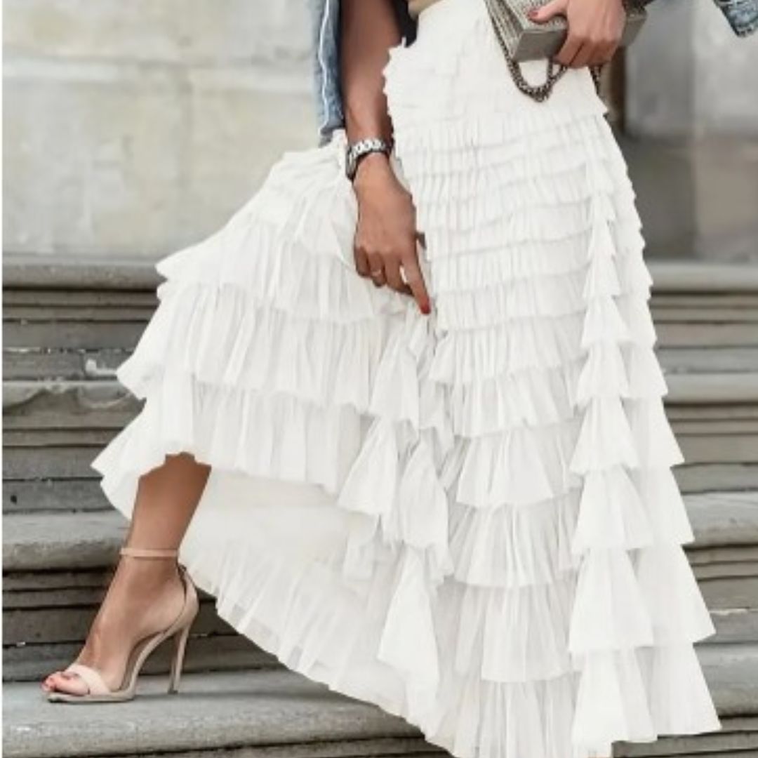 Fancy Tulle Ruffled Skirt