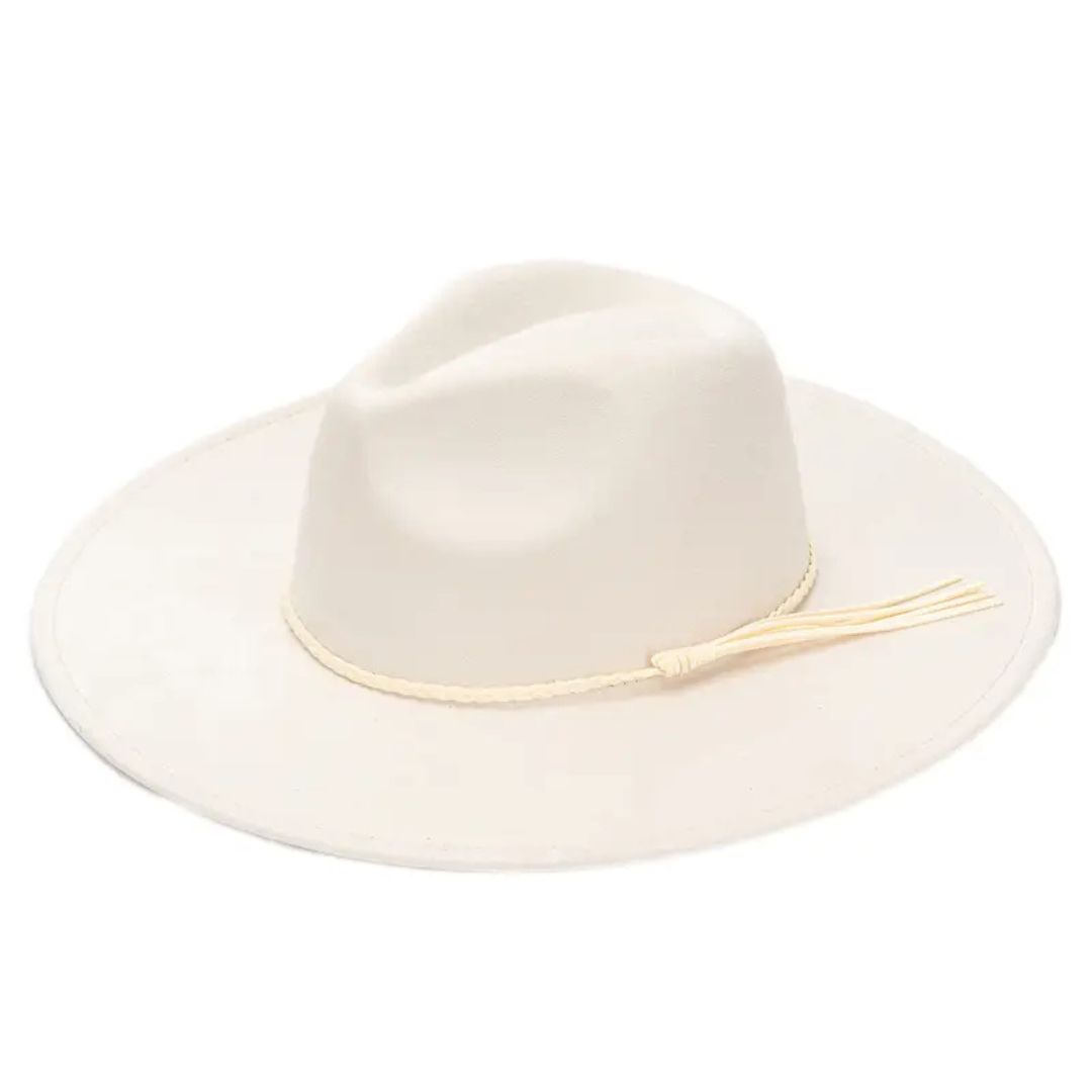 384 - Rising Moon Ivory Flat Brimmed Hat with Band